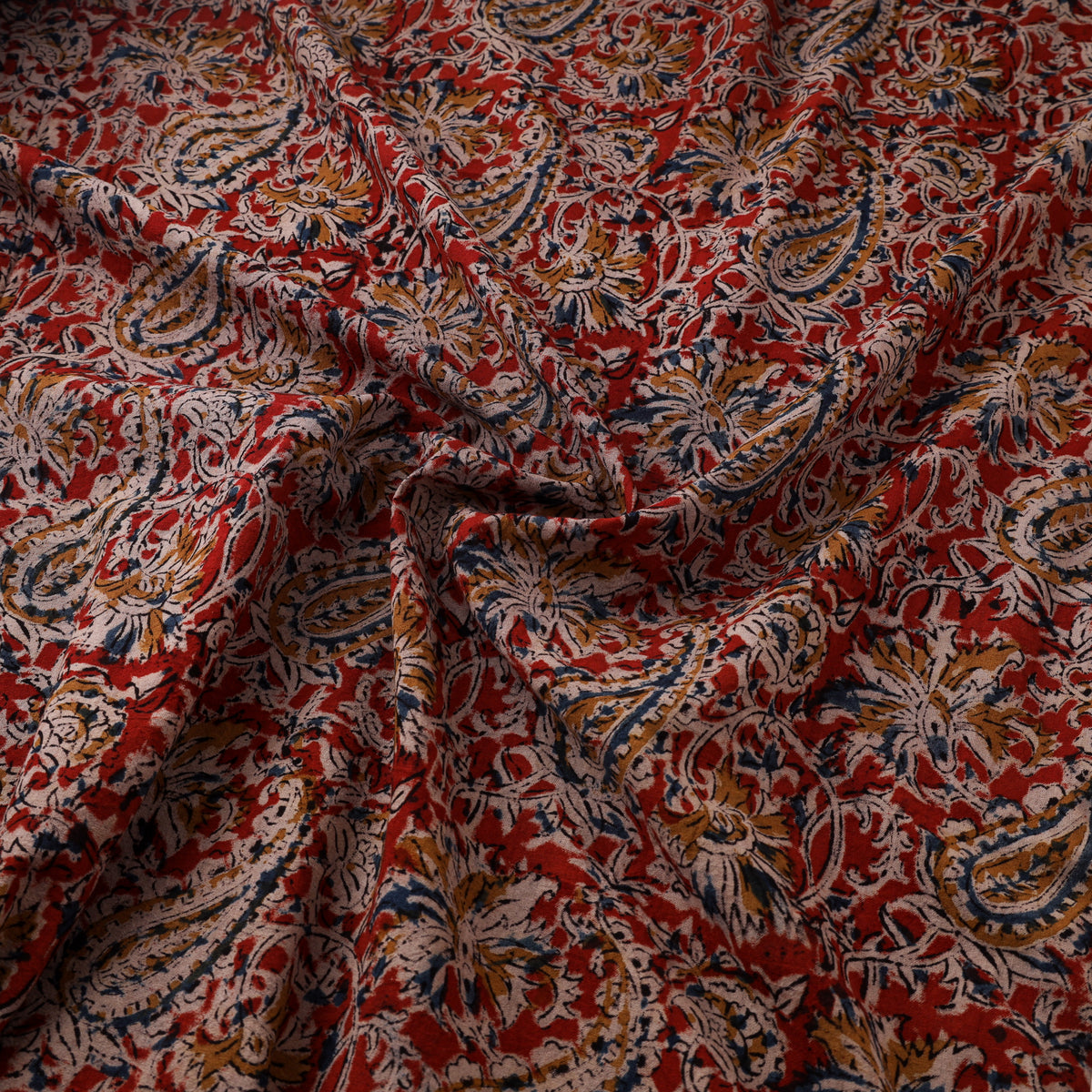 Pedana Hand Block Kalamkari Print Natural Dyed Cotton Fabric 07