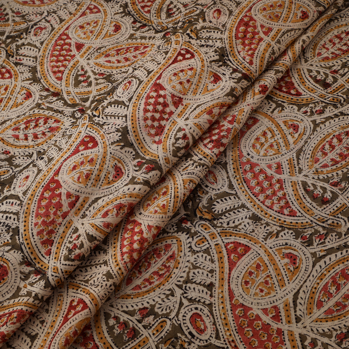Pedana Hand Block Kalamkari Print Natural Dyed Cotton Fabric 08