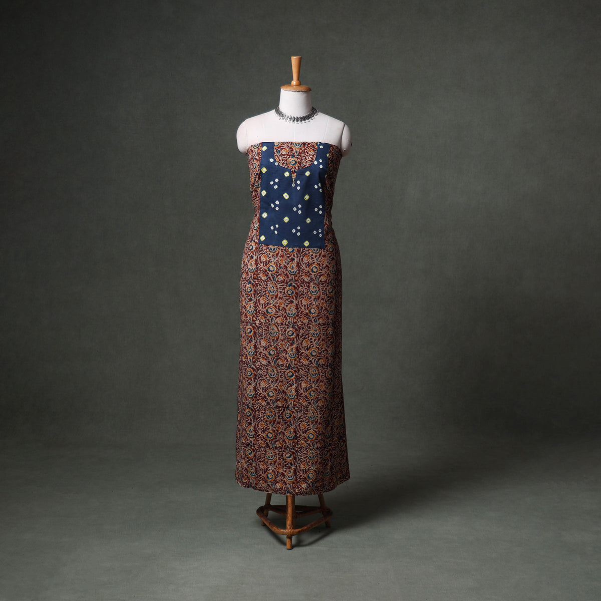 Patchwork Kalamkari Block Print Cotton Unstitched Kurta Material (2.5m) 28