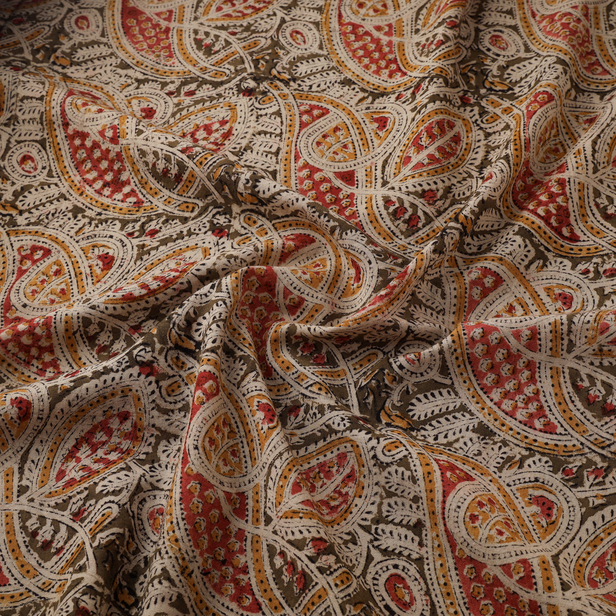 Pedana Hand Block Kalamkari Print Natural Dyed Cotton Fabric 08
