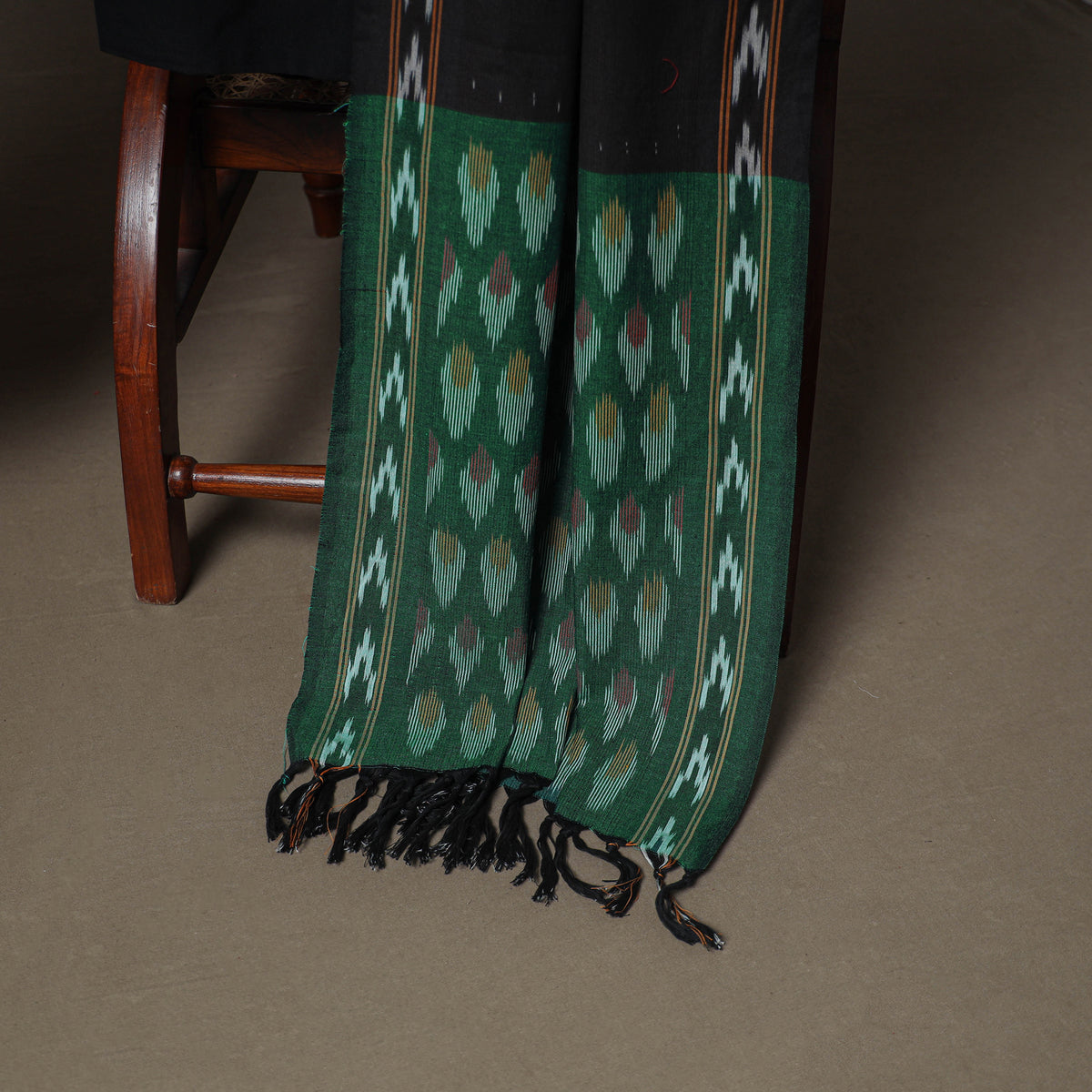 Pochampally Ikat Woven Cotton Unstitched Dress Material: Kurta, Bottom & Dupatta 08