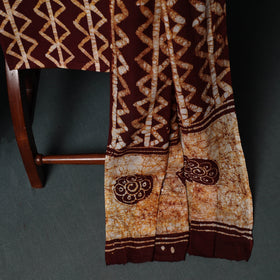 Kutch Hand Block Batik Print Cotton 3pc Unstitched Dress Material Suit Set 05