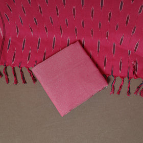 Pochampally Ikat Woven Cotton Unstitched Dress Material: Kurta, Bottom & Dupatta 09