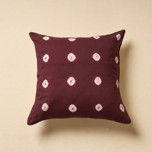 Maroon - Shibori Tie-Dye Cotton Cushion Cover (16 x 16 in)