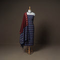 Pochampally Ikat Woven Cotton Unstitched Dress Material: Kurta, Bottom & Dupatta 10