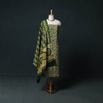 Kutch Hand Block Batik Print Cotton 3pc Unstitched Dress Material Suit Set 06