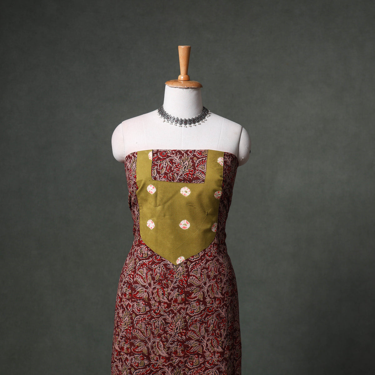 Patchwork Kalamkari Block Print Cotton Unstitched Kurta Material (2.5m) 32