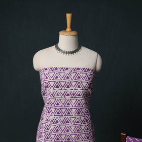 Kutch Hand Block Batik Print Cotton 3pc Unstitched Dress Material Suit Set 07