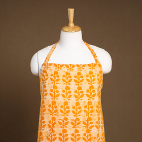 Orange Hand Batik Print Cotton Apron with Pocket