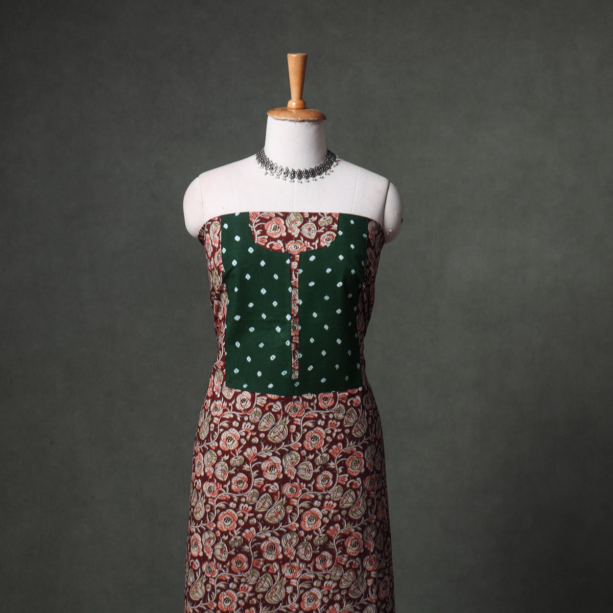 Patchwork Kalamkari Block Print Cotton Unstitched Kurta Material (2.5m) 33