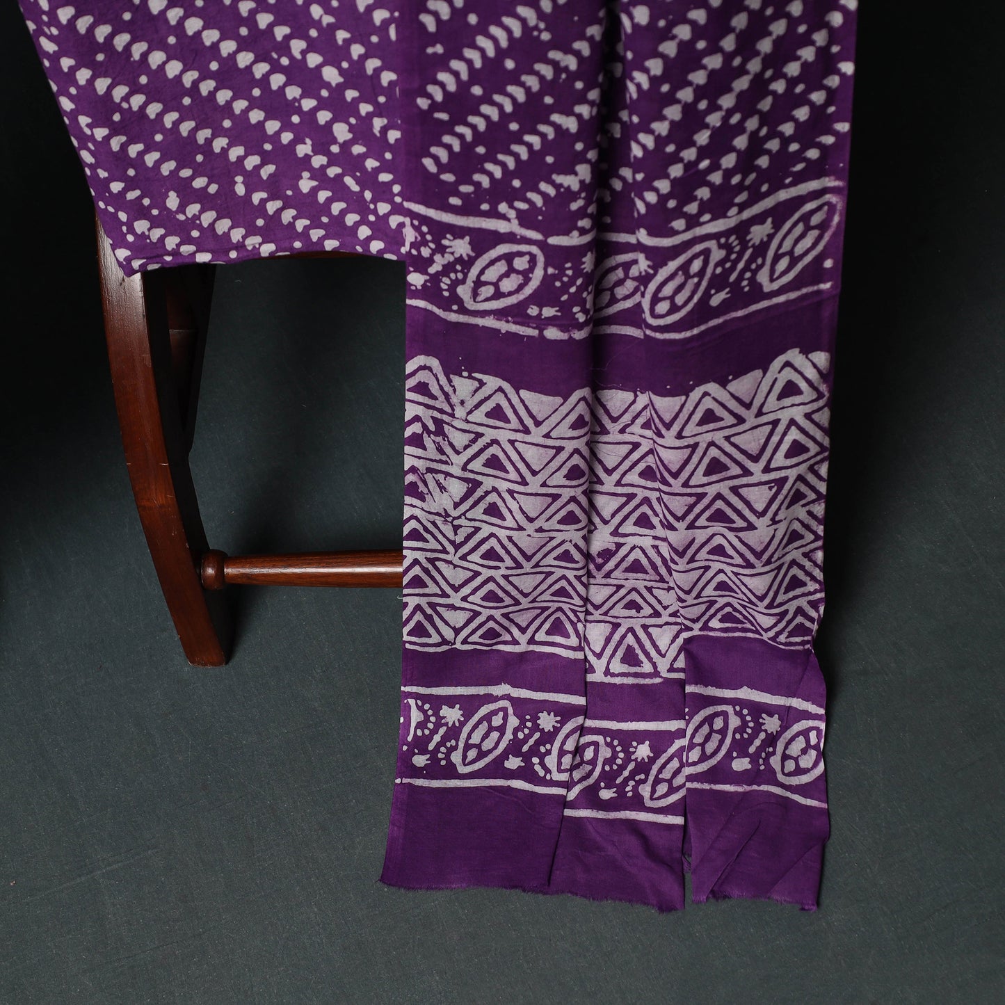 Kutch Hand Block Batik Print Cotton 3pc Unstitched Dress Material Suit Set 07