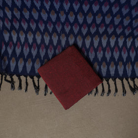 Pochampally Ikat Woven Cotton Unstitched Dress Material: Kurta, Bottom & Dupatta 10