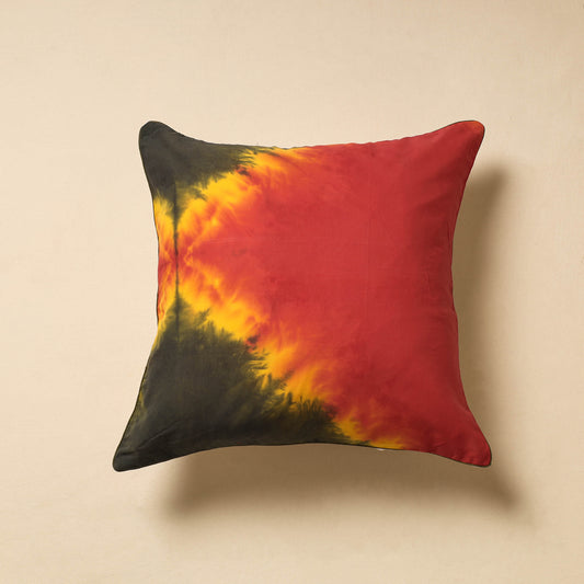 Orange - Shibori Tie-Dye Cotton Cushion Cover (16 x 16 in)