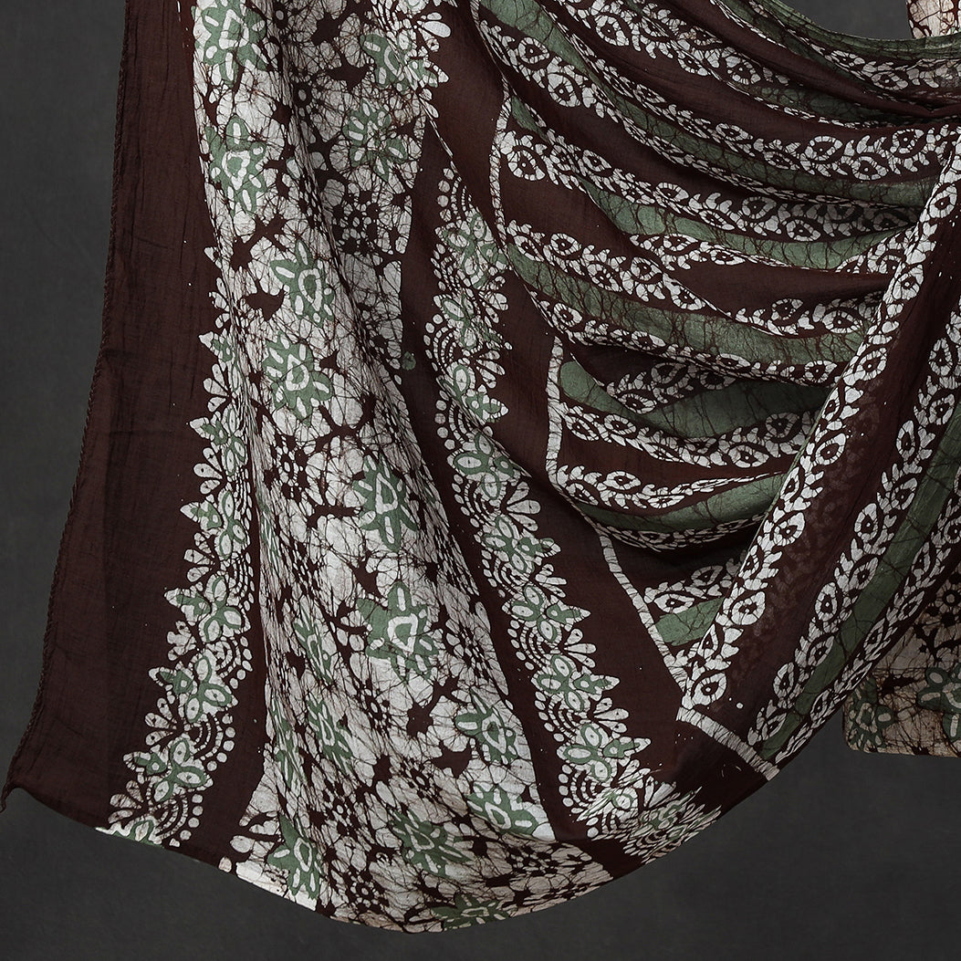 White - 3pc Kutch Batik Printed Cotton Suit Material Set 01