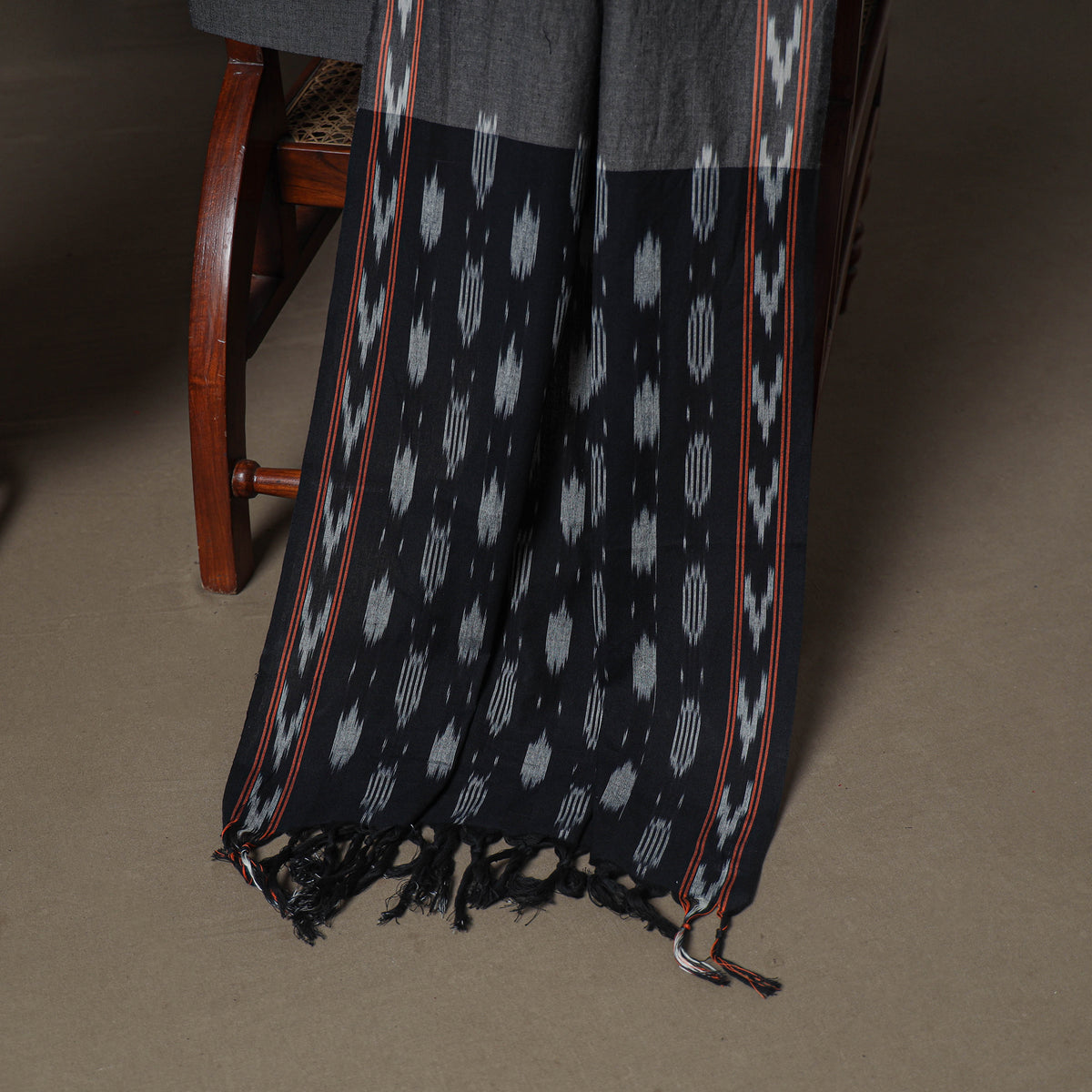 Pochampally Ikat Woven Cotton Unstitched Dress Material: Kurta, Bottom & Dupatta 11