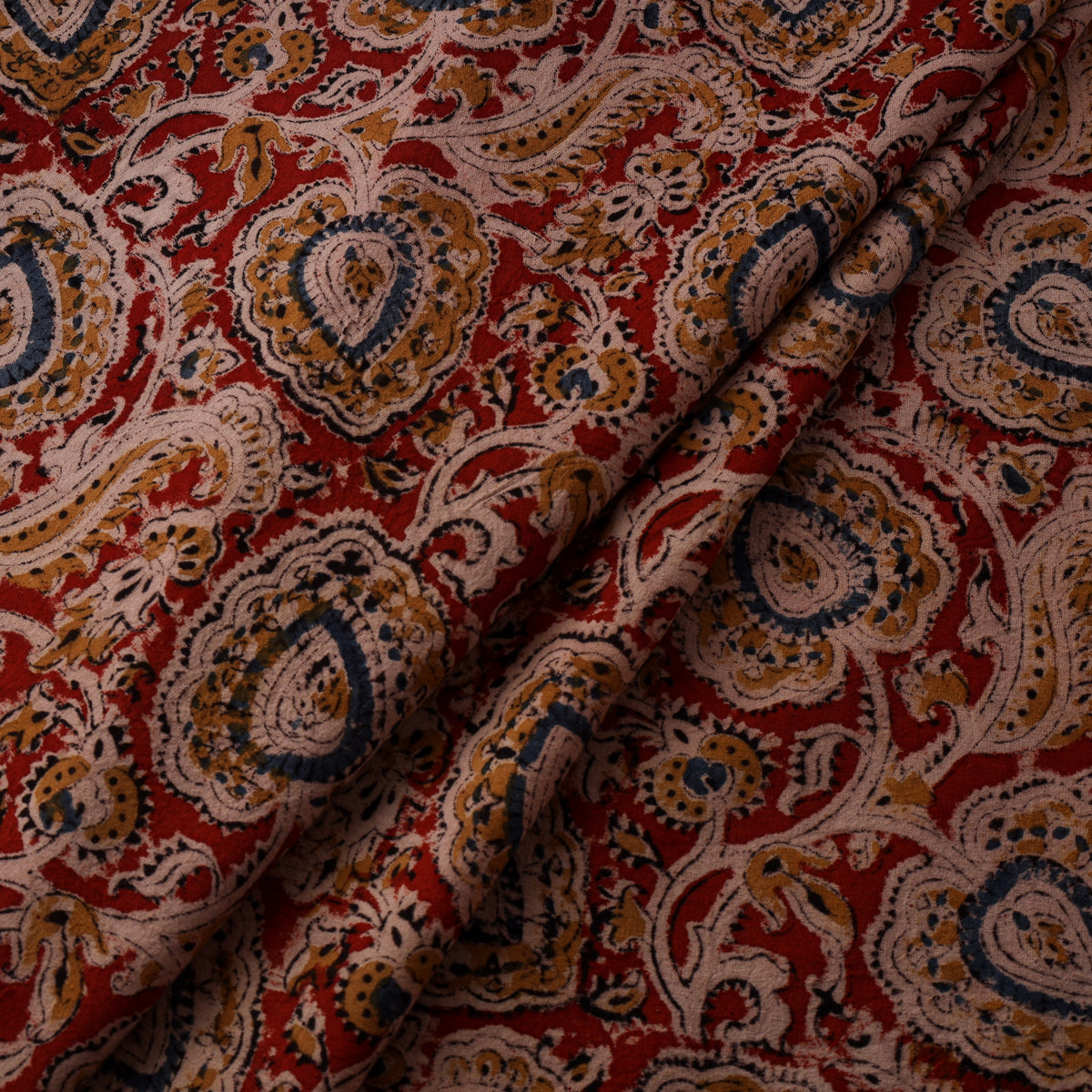 Pedana Hand Block Kalamkari Print Natural Dyed Cotton Fabric 16