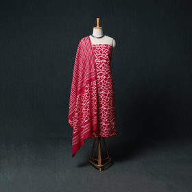 Kutch Hand Block Batik Print Cotton 3pc Unstitched Dress Material Suit Set 08