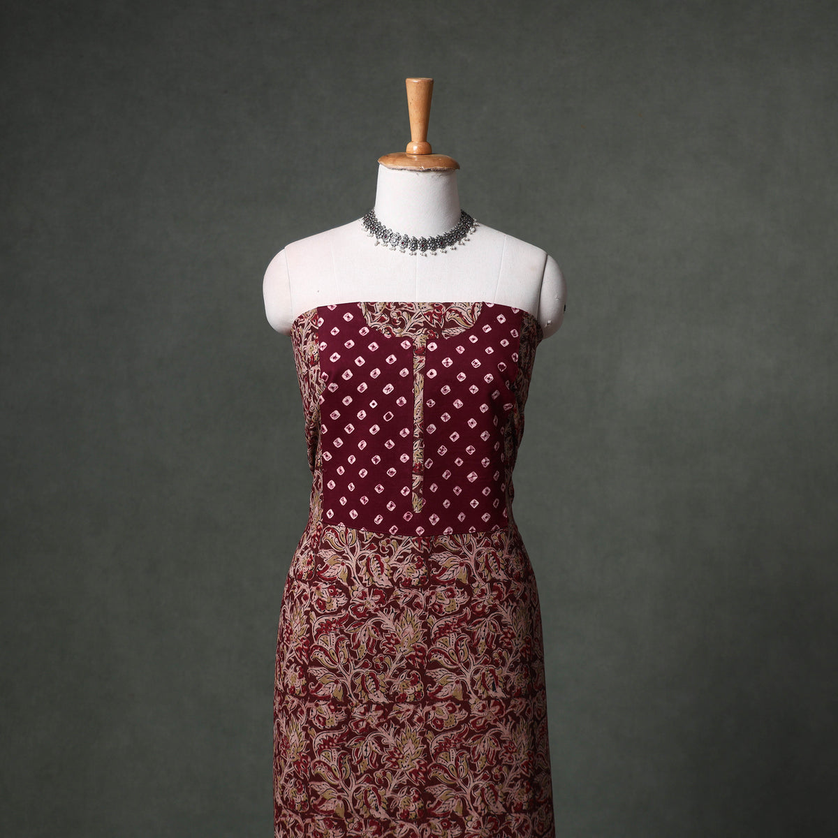 Patchwork Kalamkari Block Print Cotton Unstitched Kurta Material (2.5m) 36