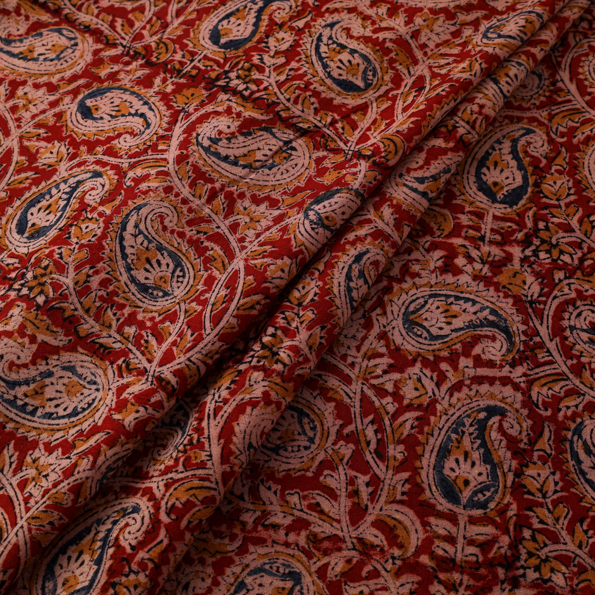 Pedana Hand Block Kalamkari Print Natural Dyed Cotton Fabric 17