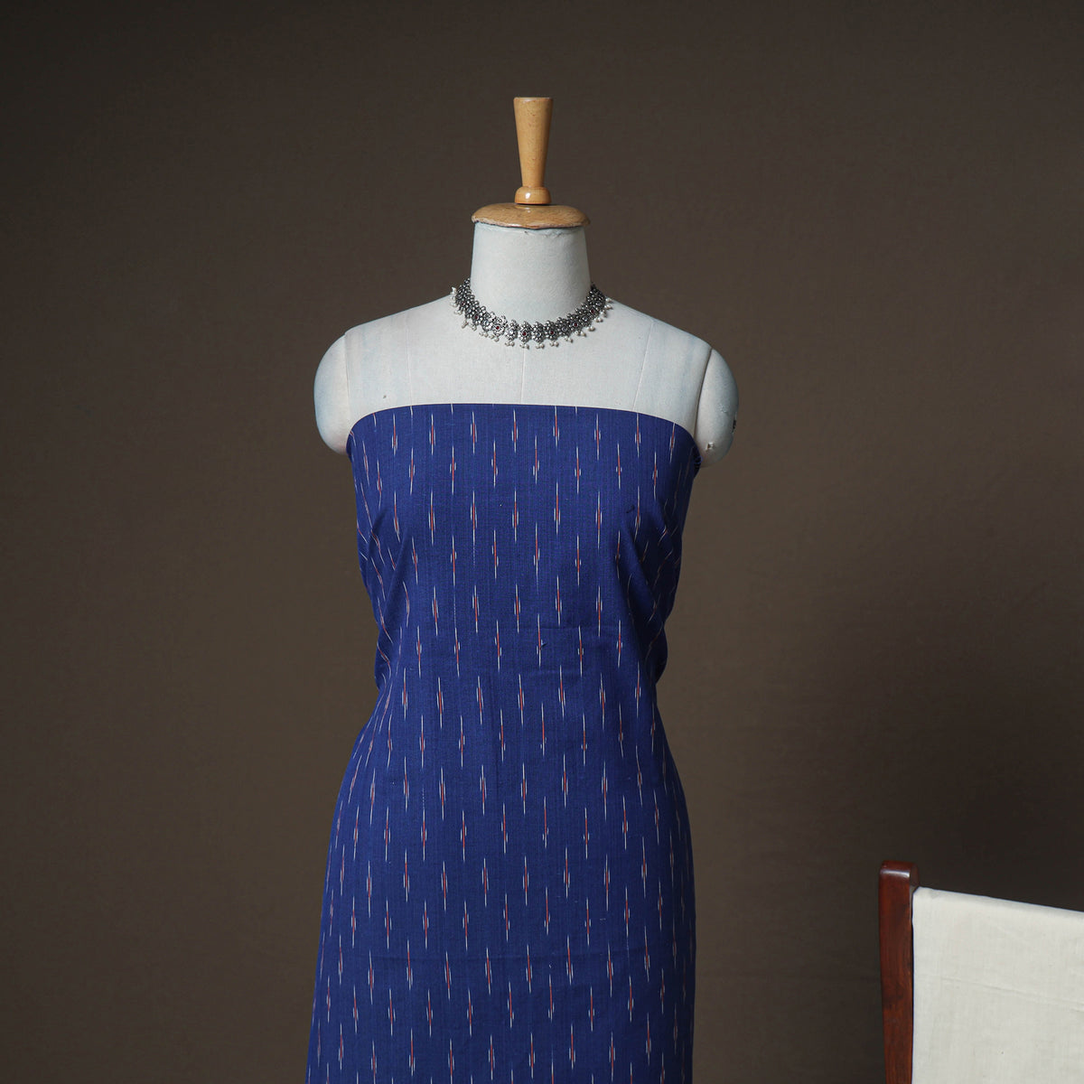 Pochampally Ikat Woven Cotton Unstitched Dress Material: Kurta, Bottom & Dupatta 12