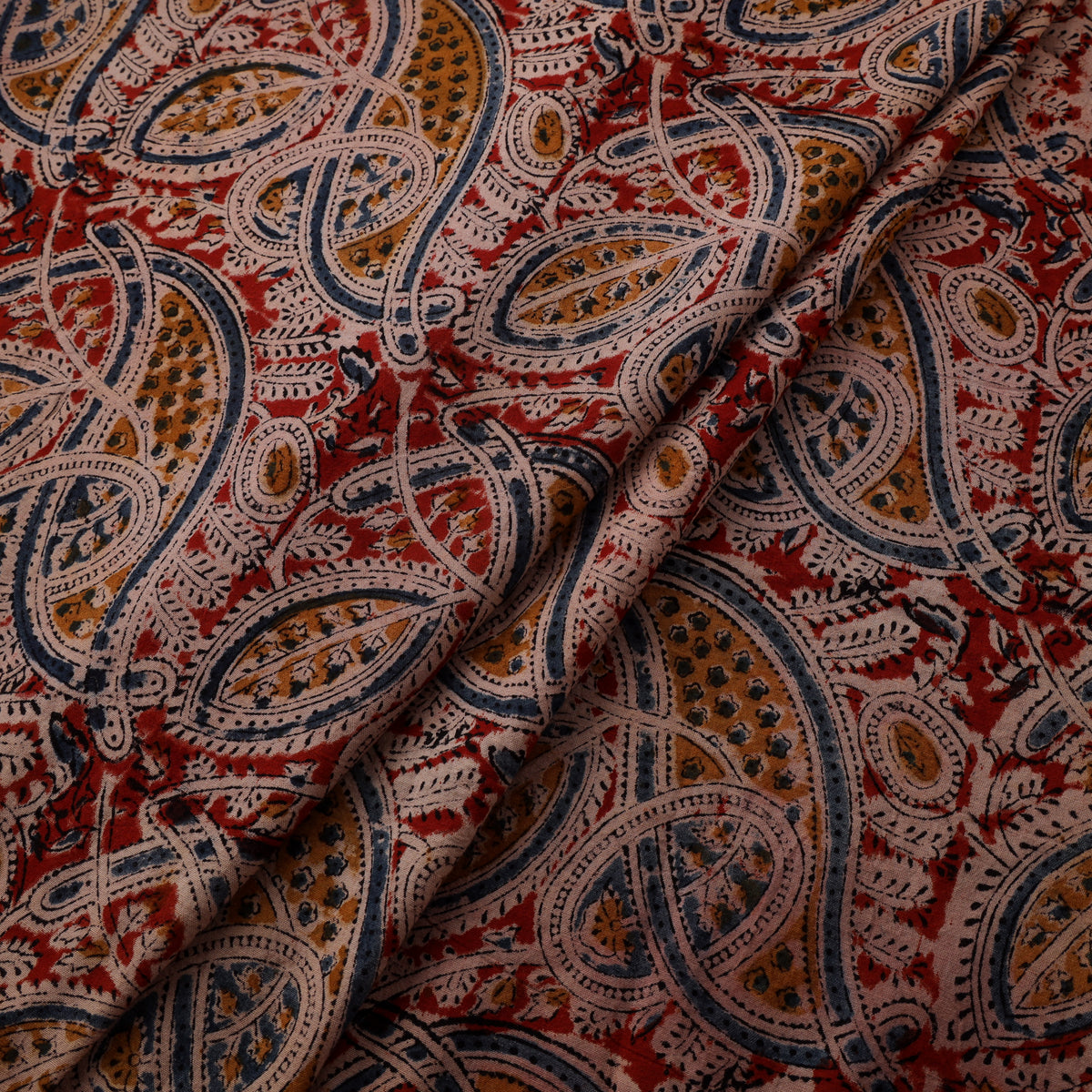 Pedana Hand Block Kalamkari Print Natural Dyed Cotton Fabric 19