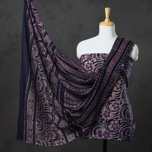 Multicolor - 3pc Kutch Batik Printed Cotton Suit Material Set 08