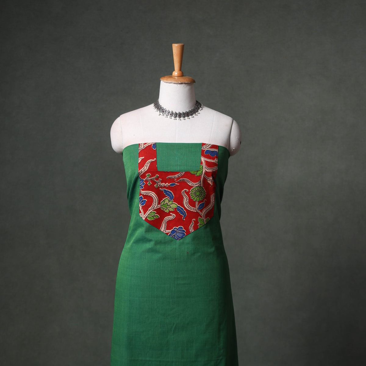 Patchwork Mangalagiri Handloom Cotton Unstitched Kurta Material (2.5m) 39
