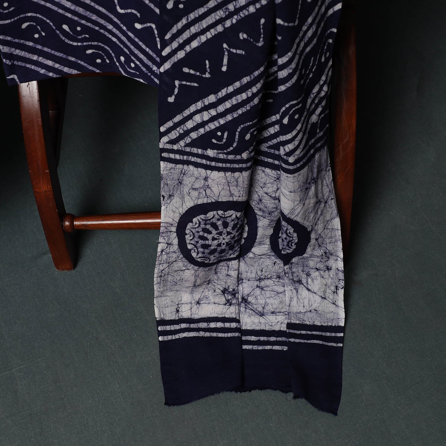 Kutch Hand Block Batik Print Cotton 3pc Unstitched Dress Material Suit Set 10