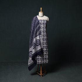 Kutch Hand Block Batik Print Cotton 3pc Unstitched Dress Material Suit Set 10