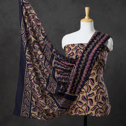 Yellow - 3pc Kutch Batik Printed Cotton Suit Material Set 10