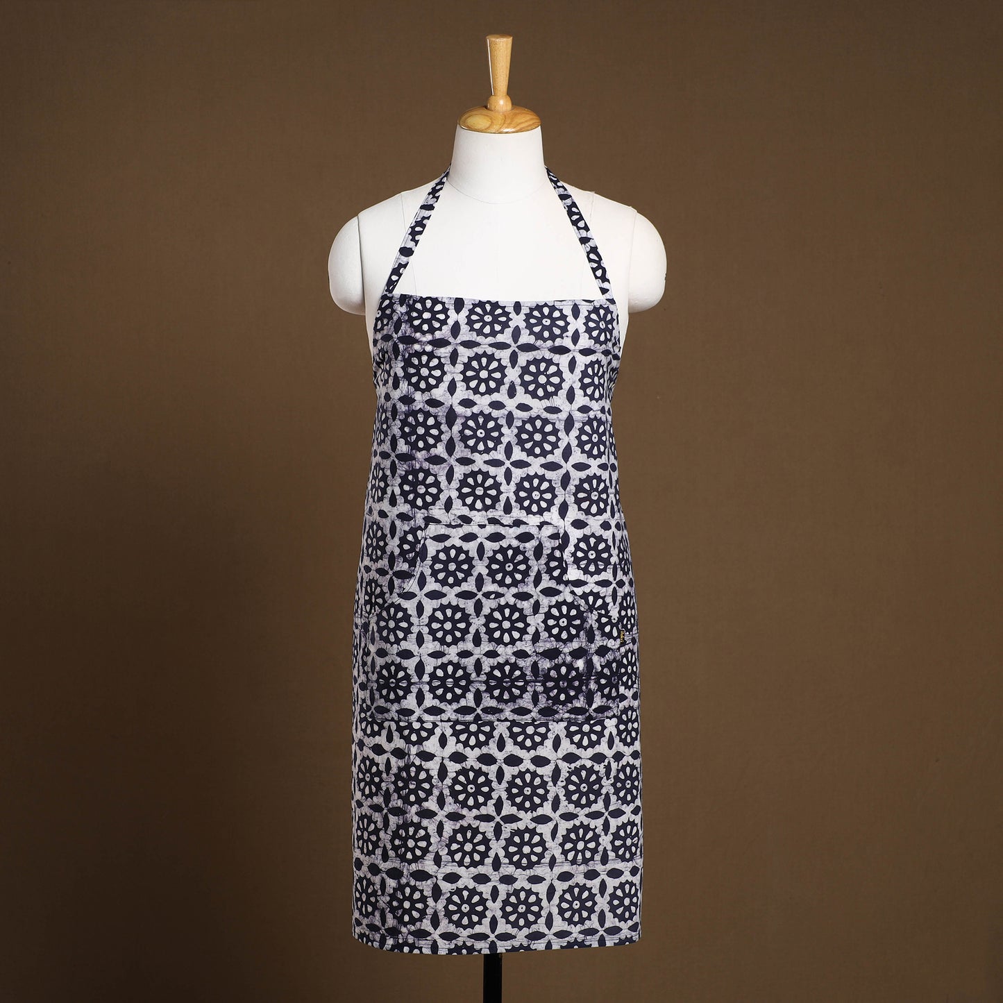  Blue Hand Batik Print Cotton Apron with Pocket