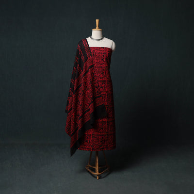 Kutch Hand Block Batik Print Cotton 3pc Unstitched Dress Material Suit Set 11