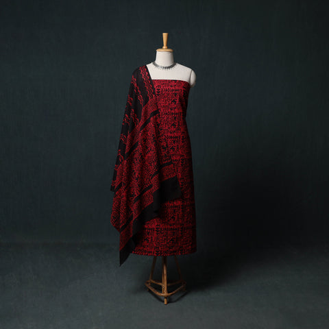 Kutch Hand Block Batik Print Cotton 3pc Unstitched Dress Material Suit Set 11