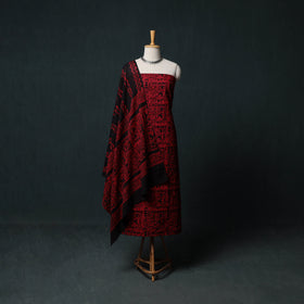 Kutch Hand Block Batik Print Cotton 3pc Unstitched Dress Material Suit Set 11