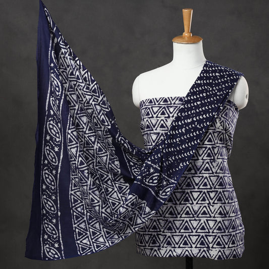 3pc Kutch Batik Printed Cotton Suit Material Set 07