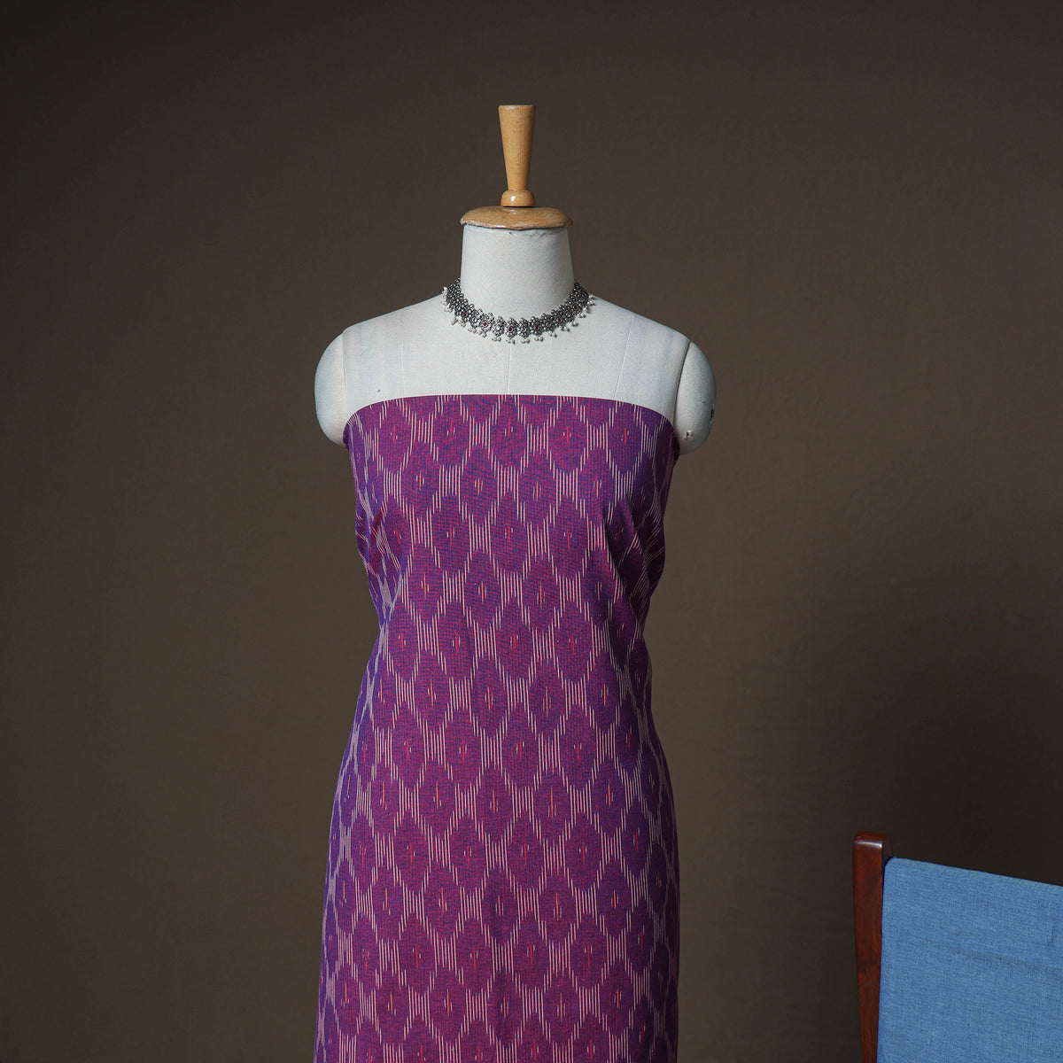 Pochampally Ikat Woven Cotton Unstitched Dress Material: Kurta, Bottom & Dupatta 13