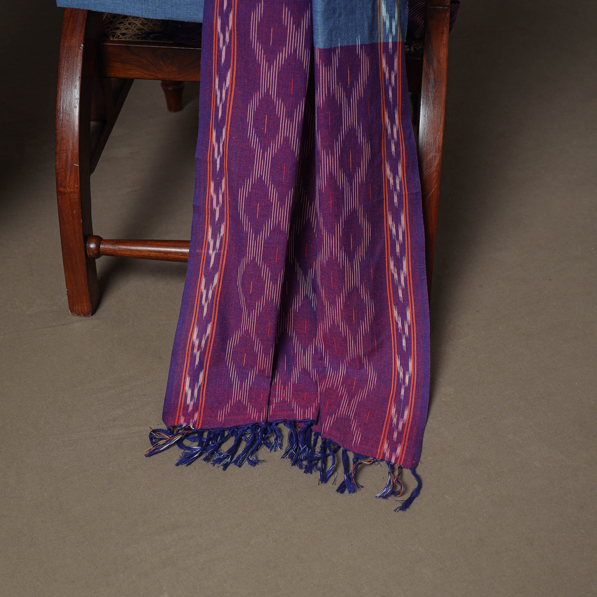 Pochampally Ikat Woven Cotton Unstitched Dress Material: Kurta, Bottom & Dupatta 13