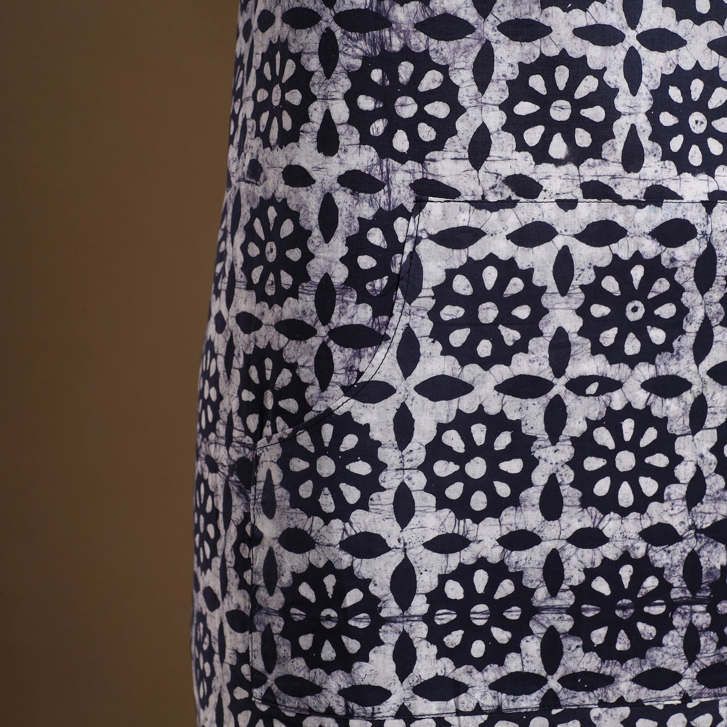  Blue Hand Batik Print Cotton Apron with Pocket