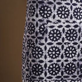  Blue Hand Batik Print Cotton Apron with Pocket