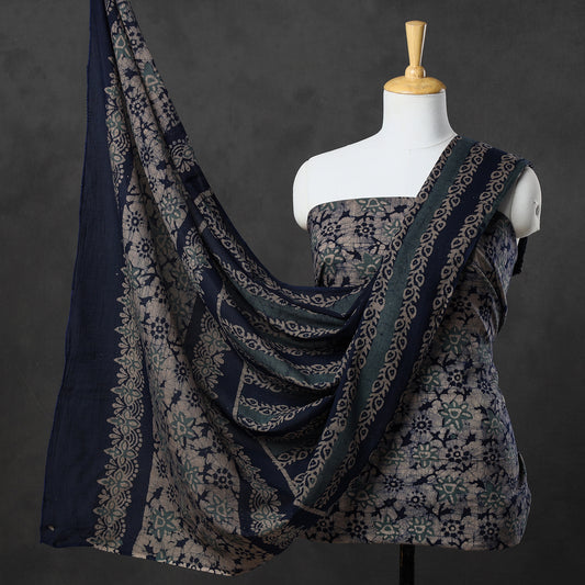 3pc Kutch Batik Printed Cotton Suit Material Set 12