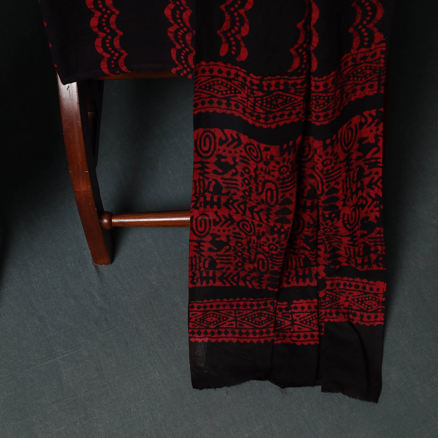 Kutch Hand Block Batik Print Cotton 3pc Unstitched Dress Material Suit Set 11