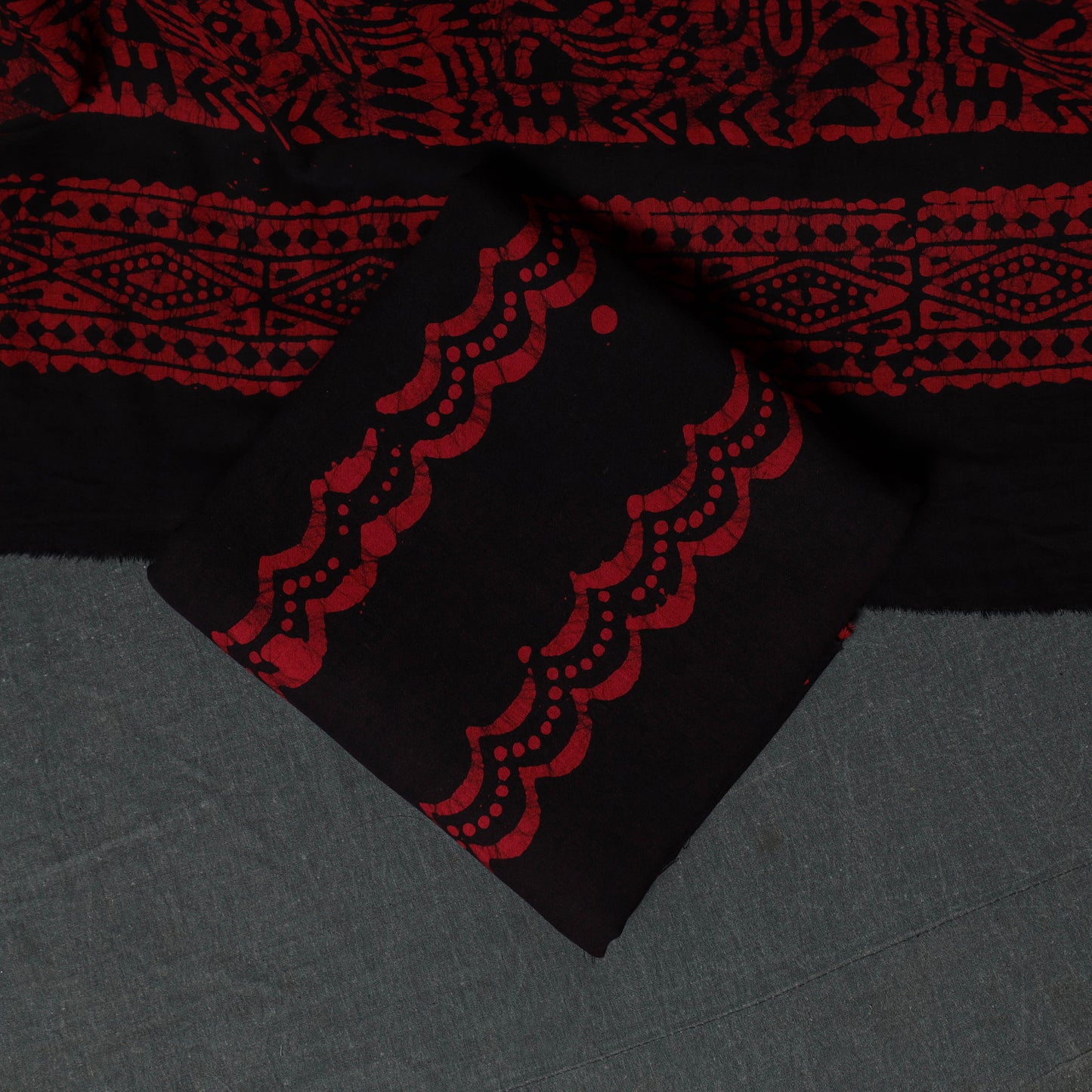 Kutch Hand Block Batik Print Cotton 3pc Unstitched Dress Material Suit Set 11