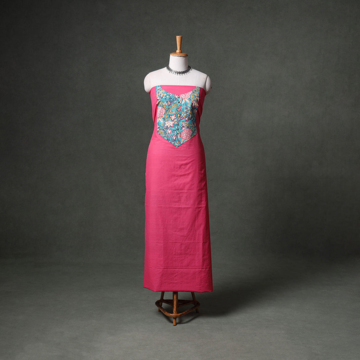 Patchwork Mangalagiri Handloom Cotton Unstitched Kurta Material (2.5m) 42