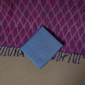 Pochampally Ikat Woven Cotton Unstitched Dress Material: Kurta, Bottom & Dupatta 13