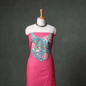 Patchwork Mangalagiri Handloom Cotton Unstitched Kurta Material (2.5m) 42