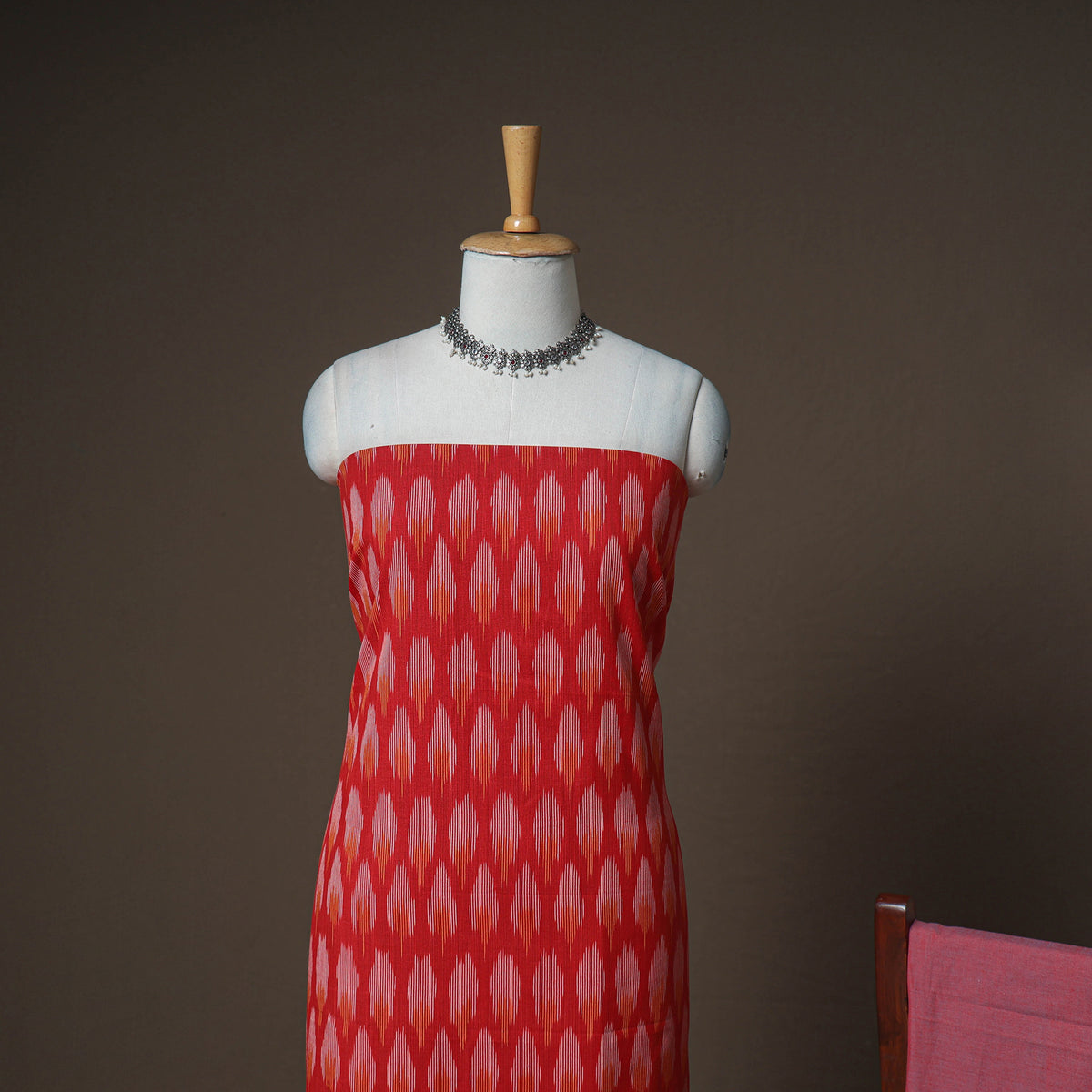 Pochampally Ikat Woven Cotton Unstitched Dress Material: Kurta, Bottom & Dupatta 14