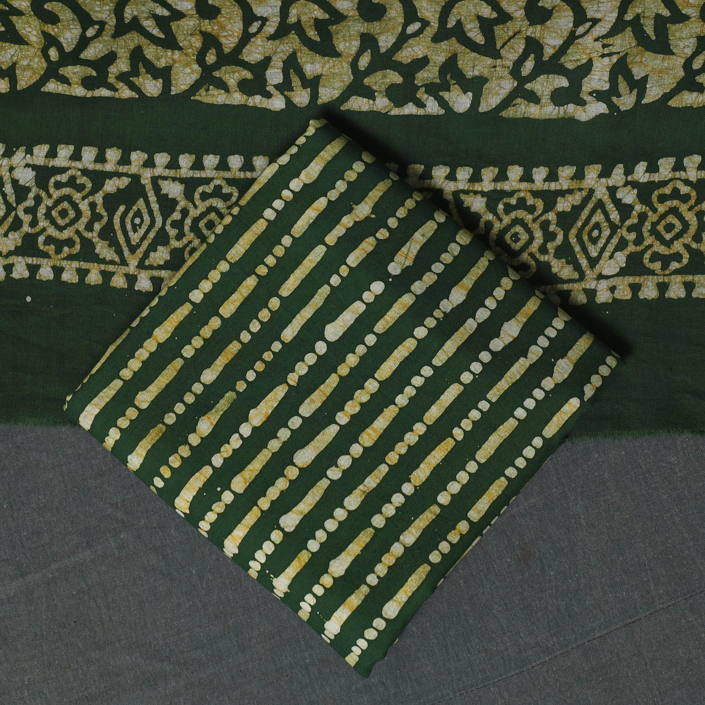 Kutch Hand Block Batik Print Cotton 3pc Unstitched Dress Material Suit Set 12