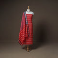 Pochampally Ikat Woven Cotton Unstitched Dress Material: Kurta, Bottom & Dupatta 14