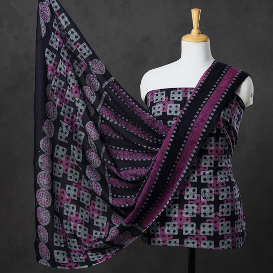 Multicolor - 3pc Kutch Batik Printed Cotton Suit Material Set 17