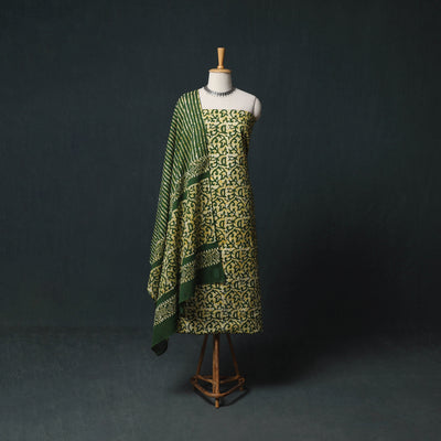 Kutch Hand Block Batik Print Cotton 3pc Unstitched Dress Material Suit Set 12
